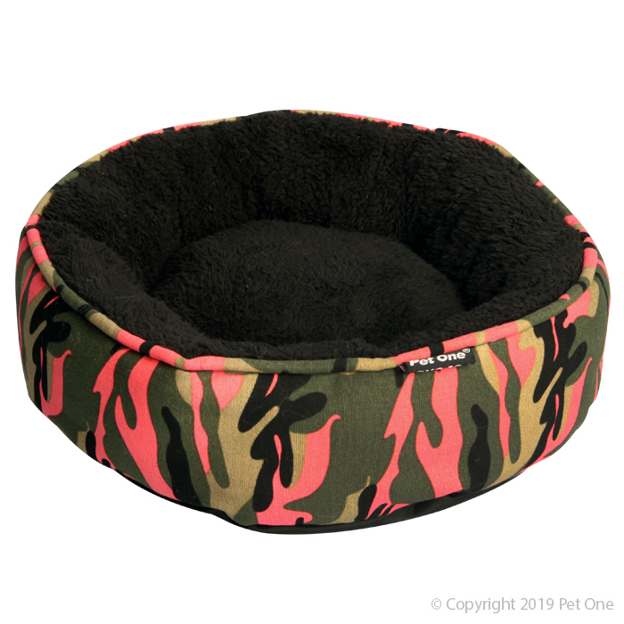Small Animal Bed Round 20cm Pink Camo PETQuarters