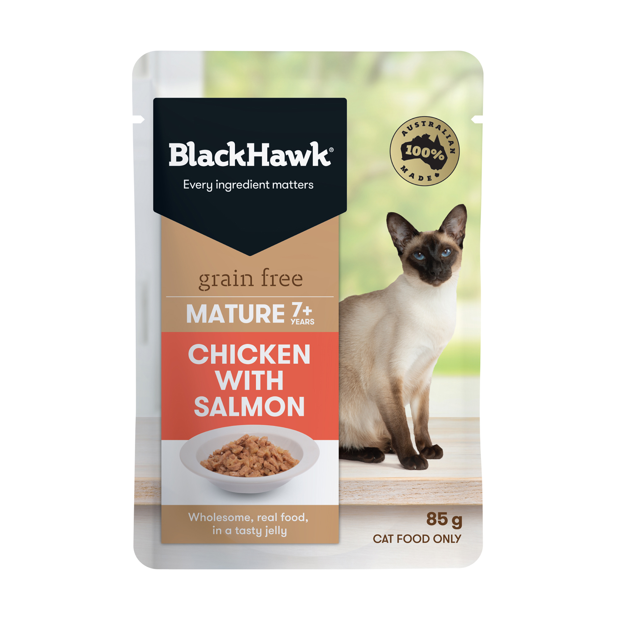 Black Hawk Cat Wet Mature Chick/Salmon