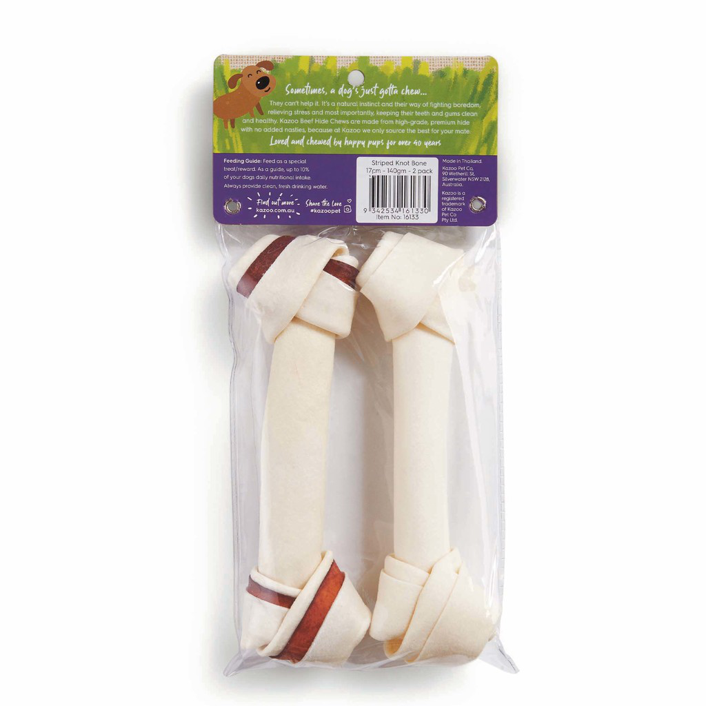 Kazoo Rawhide Knot Bone 17cm 2pk