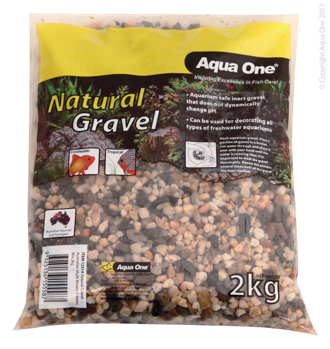 Aqua One Natural Gravel Australian Multi Brown 4-6mm Mix