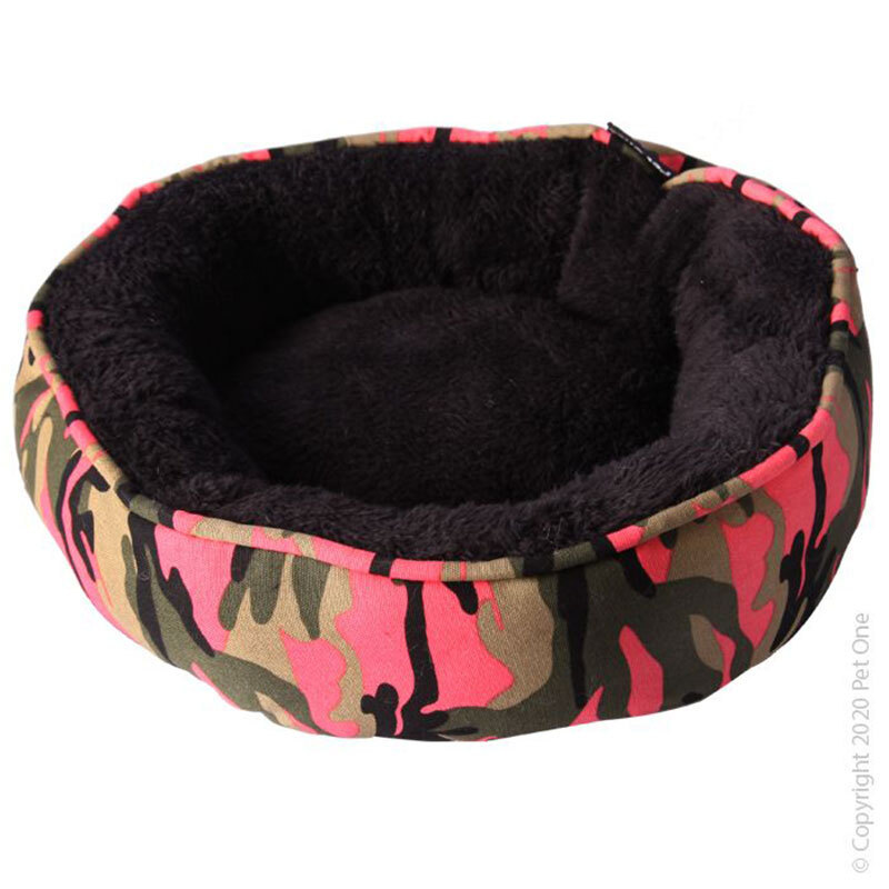 Bed Small Animal Round Warmzone 20x20x8cm Pink Camo