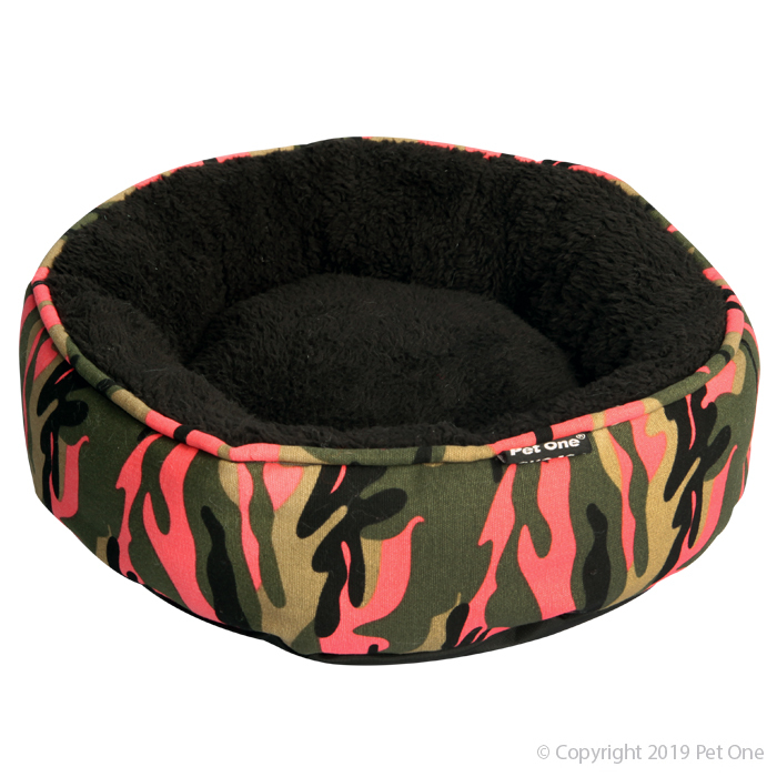 Small Animal Bed Round 20cm Pink Camo