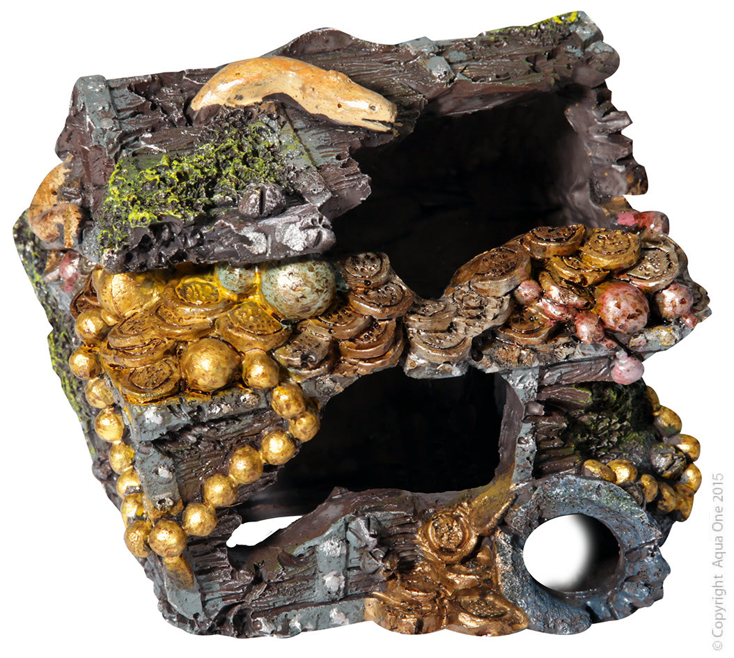 Ornament Treasure Chest With Coins And Eel