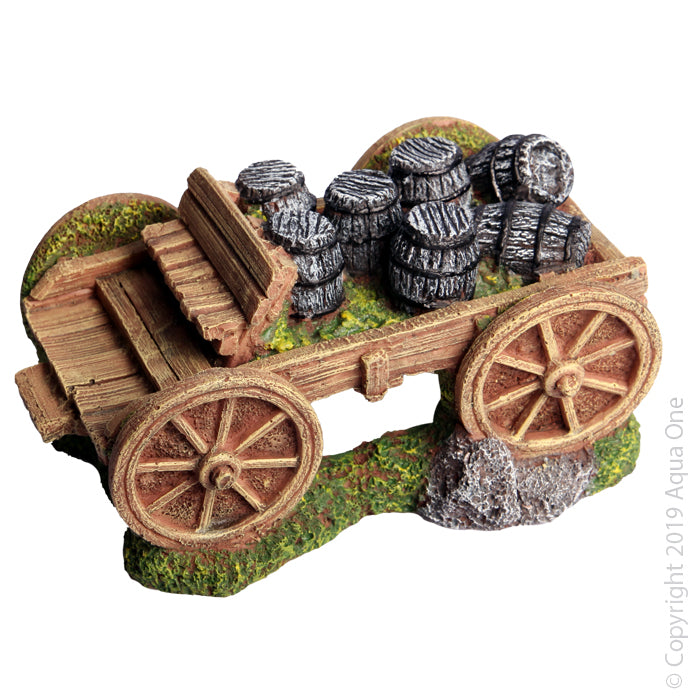 Ornament Whisky Barrel Wagon 17x11.5x9cmh