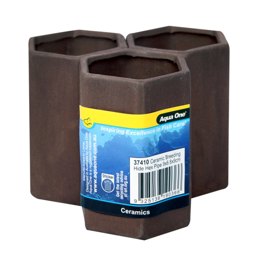 Ceramic Breeding Hide Hex Pipe 9x7x9cm