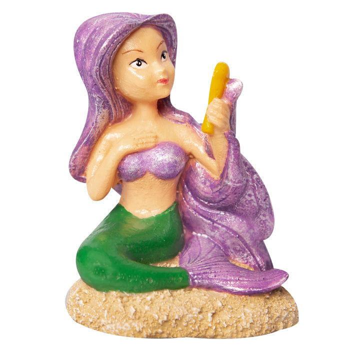Ornament Mermaid With Mirror 6.5wx5.5dx8cmh