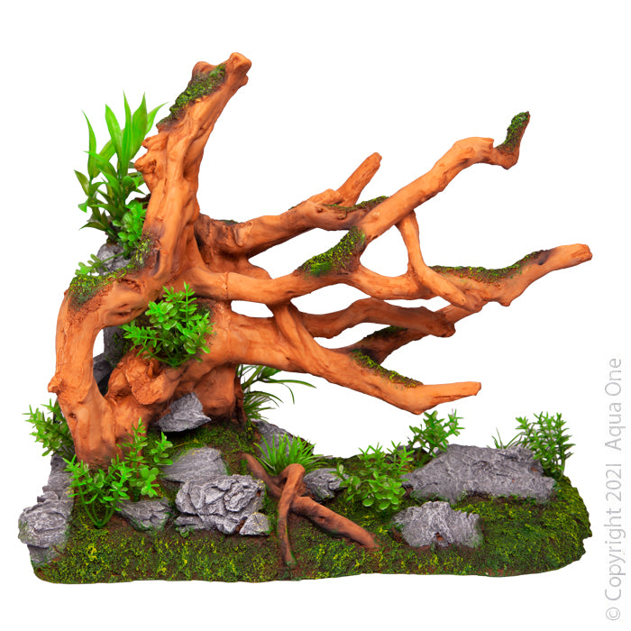 Ecoscape Driftwood Light On Rock Garden Large 32.5 X 18.5 X 27.5cm