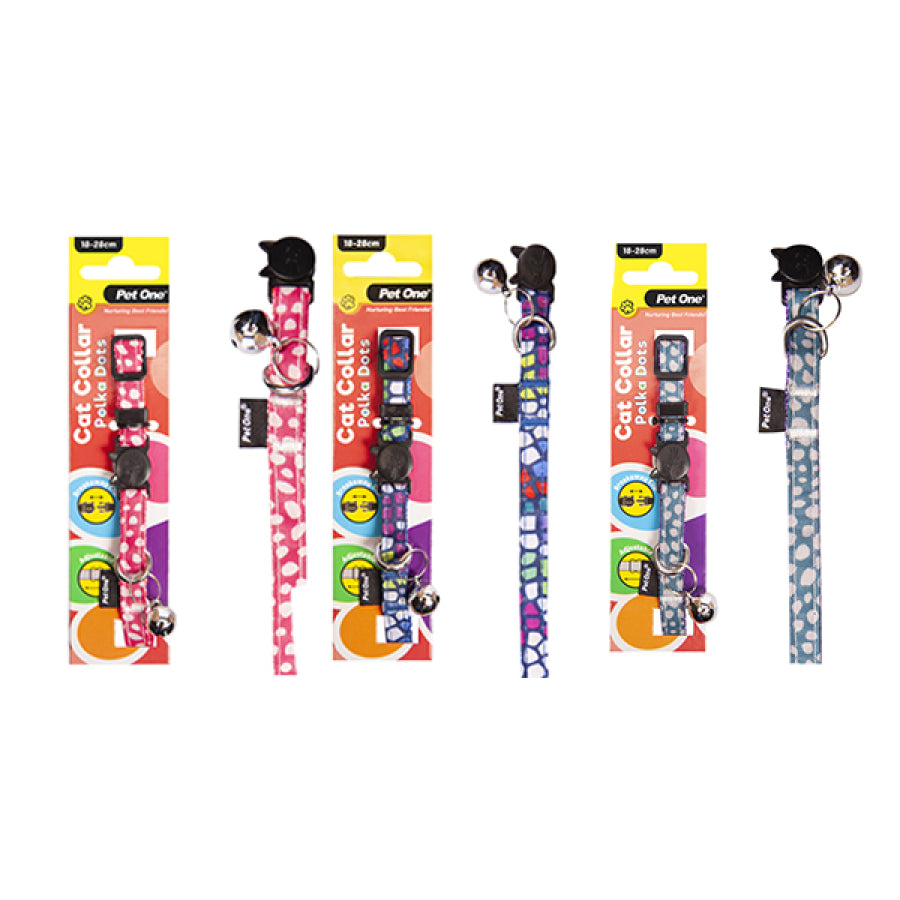 Pet One Cat Collar Nylon 18-28cm 10mm Polka Dots