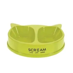 Scream Cat Face Double Bowl 2 X 350Ml Loud