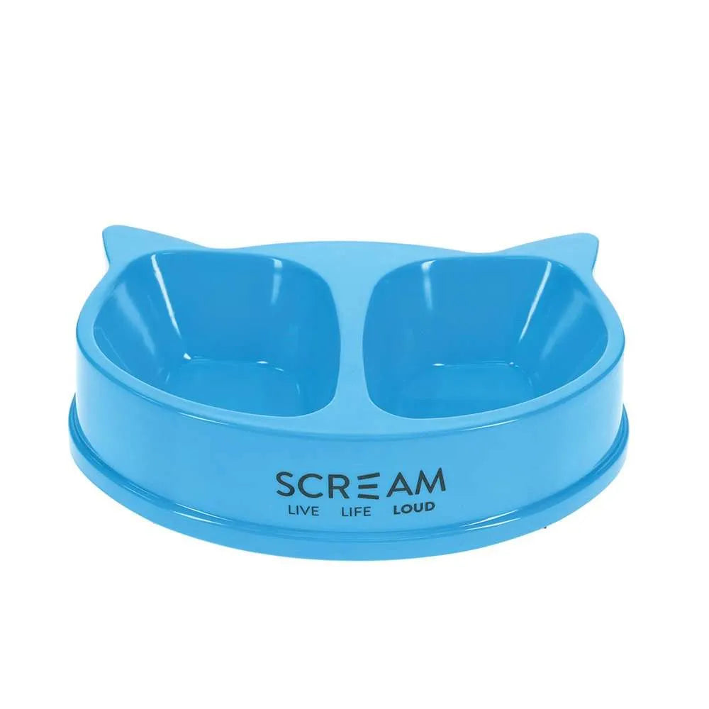 Scream Cat Face Double Bowl 2 X 350Ml Loud