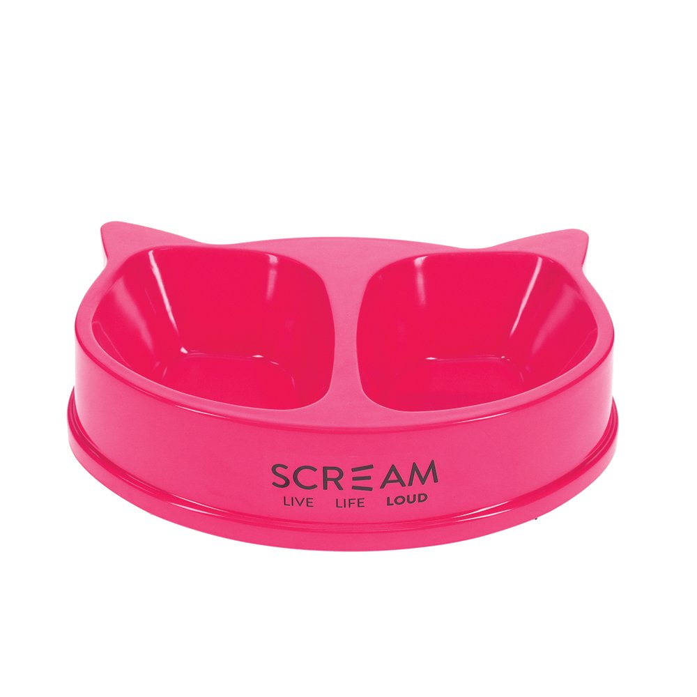 Scream Cat Face Double Bowl 2 X 350Ml Loud