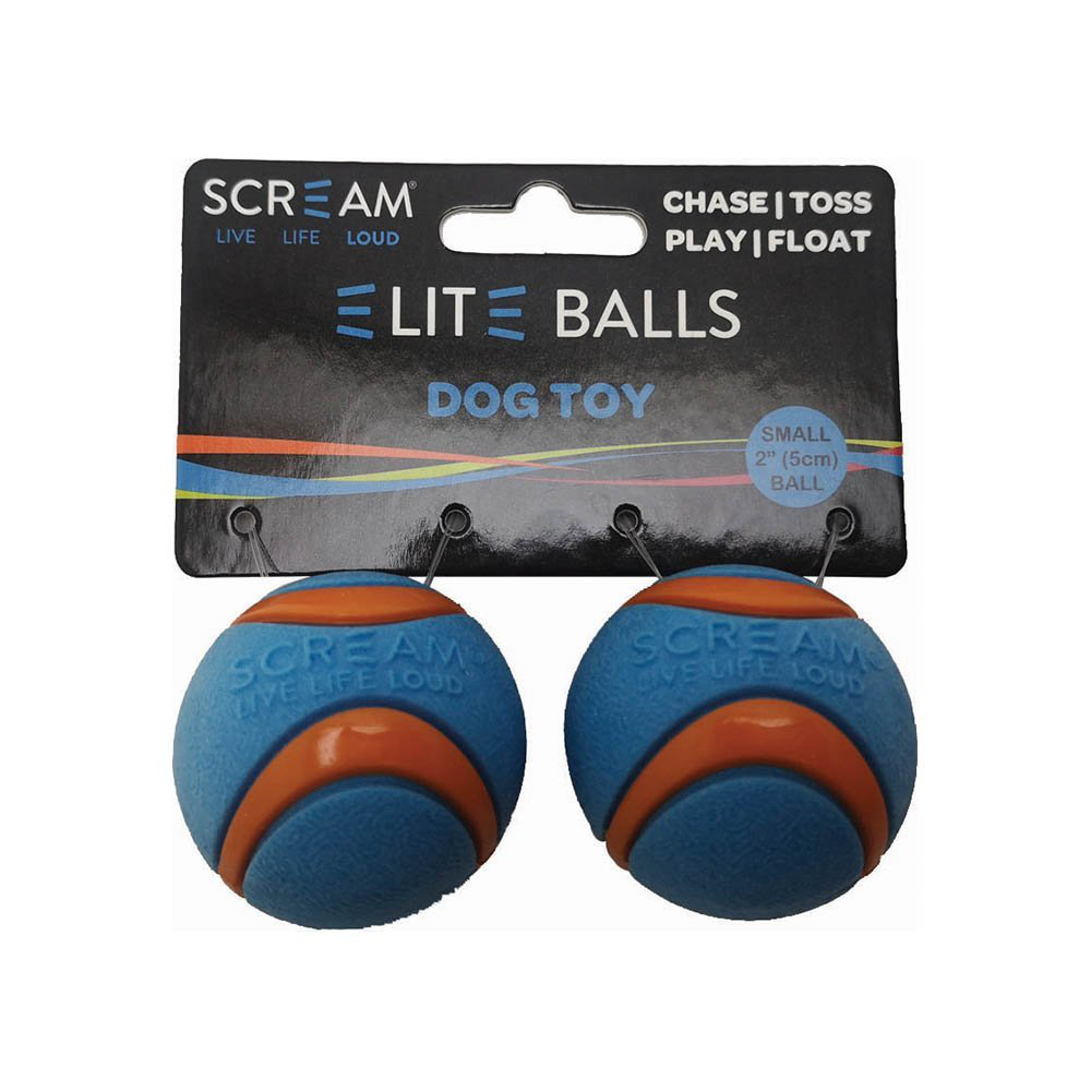 Scream Elite Ball Small 5cm Loud Blue And Orange 2pk