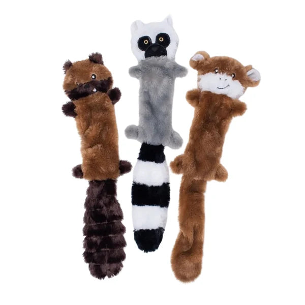 Zippypaws Skinny Peltz 3-Pack Large Chipmunk Lemur Monkey