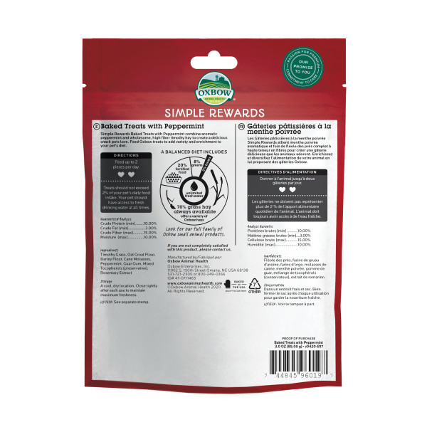 Oxbow Simple Rewards Peppermint Treats 85g