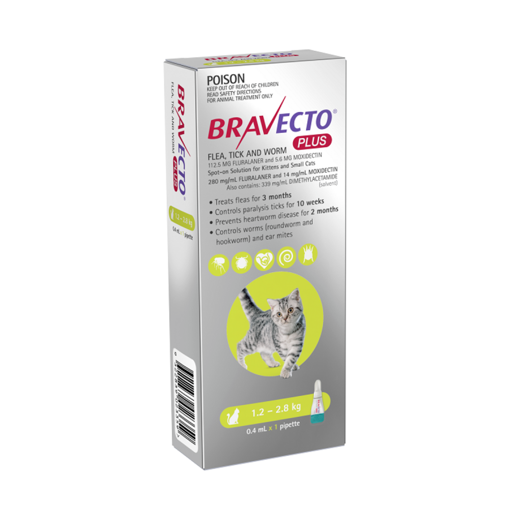 Bravecto Plus Cat 1pk 1.2 - 2.8kg
