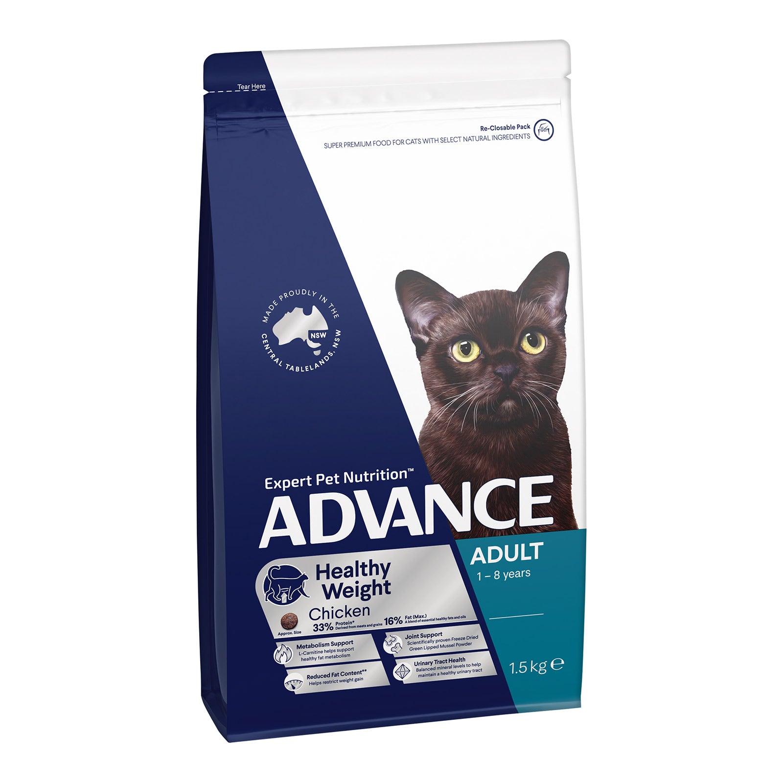 Advance Dry Cat Adult Healthy Weight Chicken 1.5kg