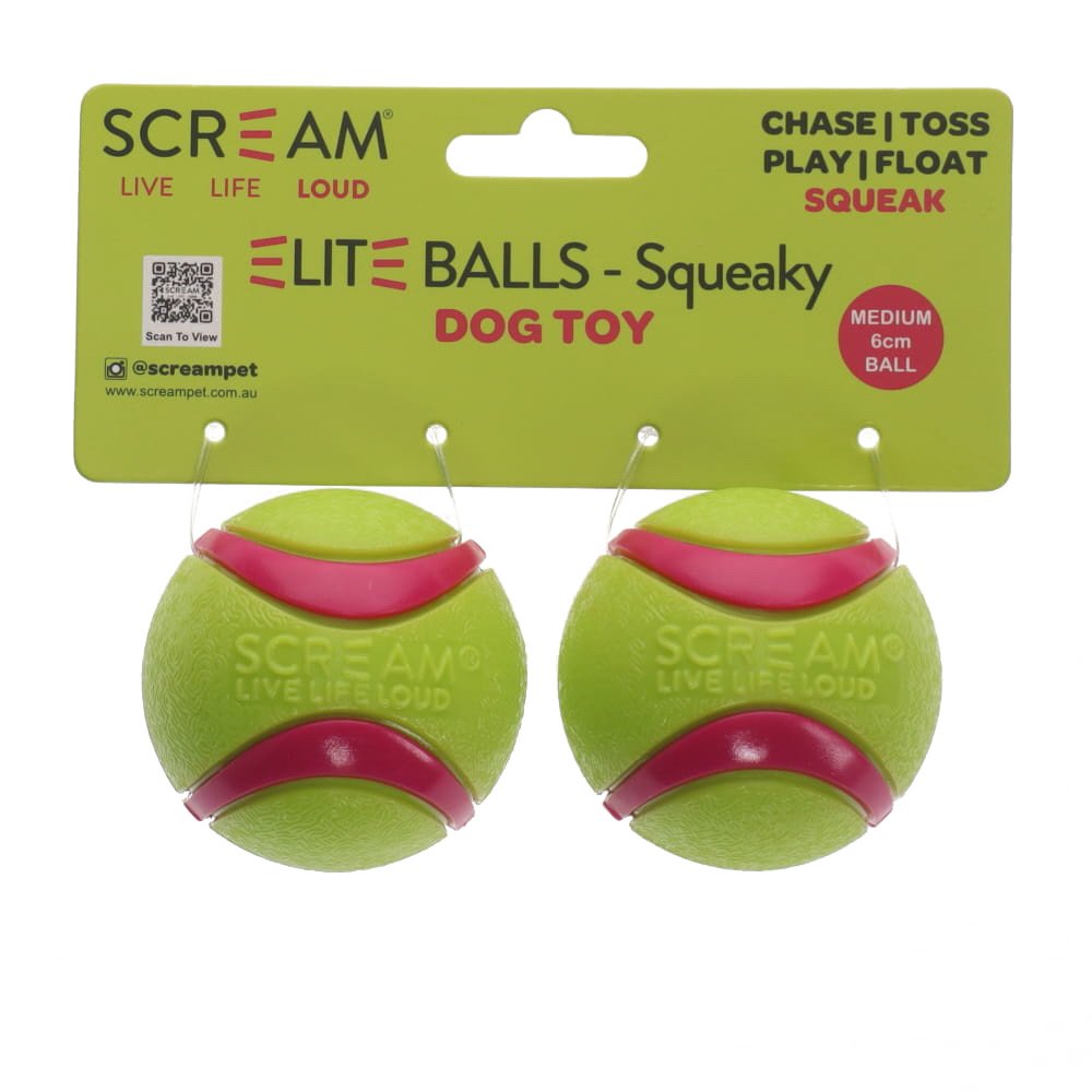 Scream Elite Ball Squeaky Loud 2pk