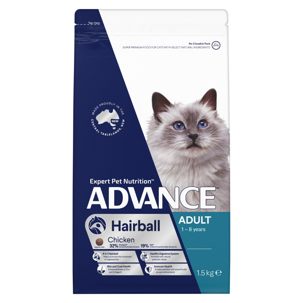 Advance Dry Cat Adult Hairball Chicken 1.5kg
