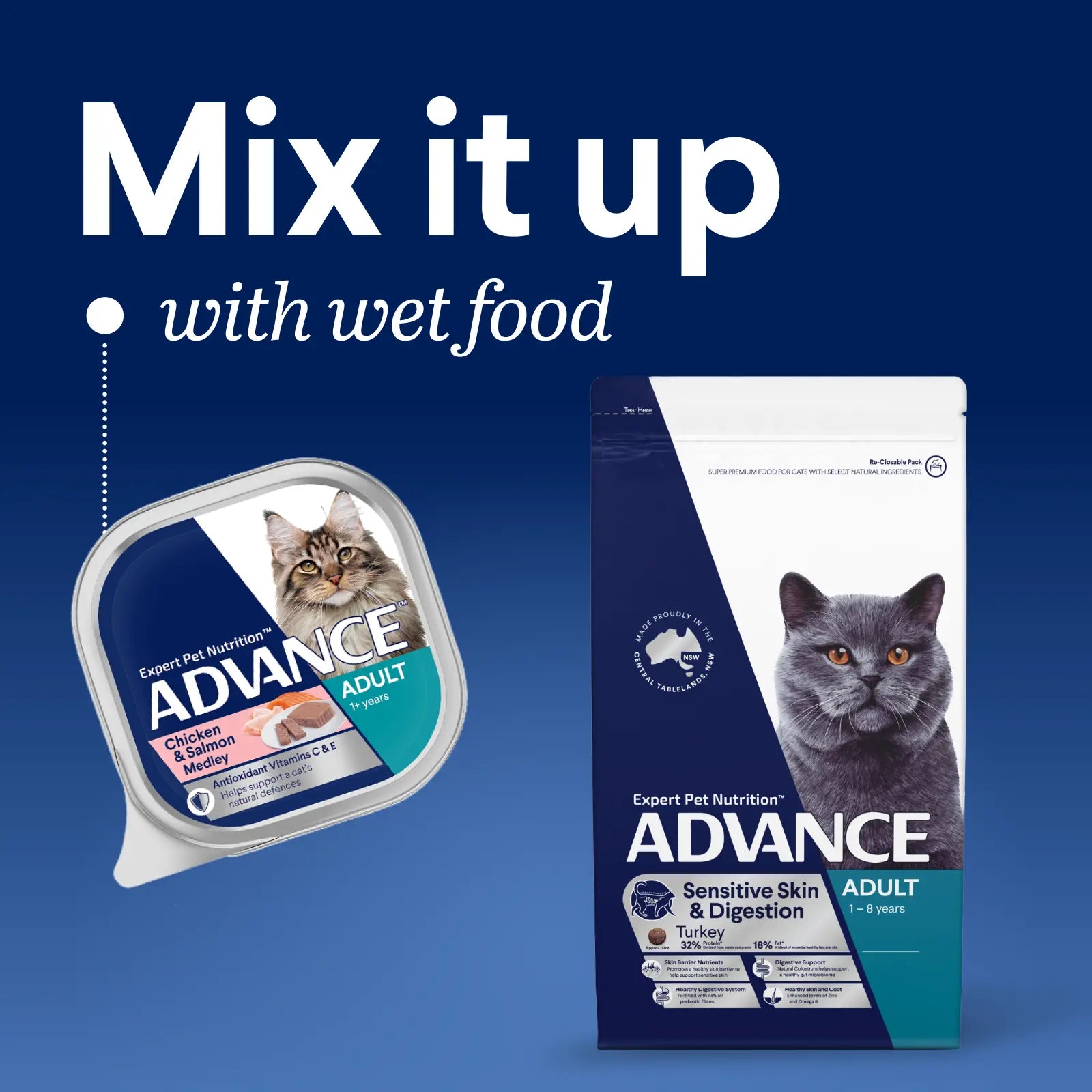 Advance Dry Cat Adult Sensitive Skin and Digestion Turkey 1.5kg