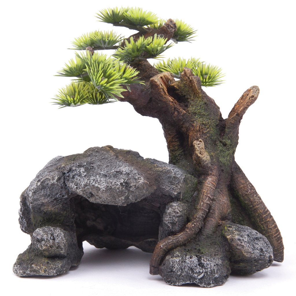 Bonsai With Cave And Plants Medium