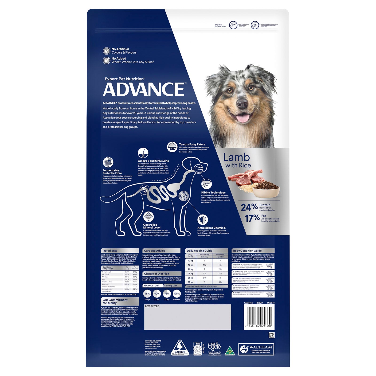 Advance Dog Dry Medium Breed Lamb And Rice 15kg