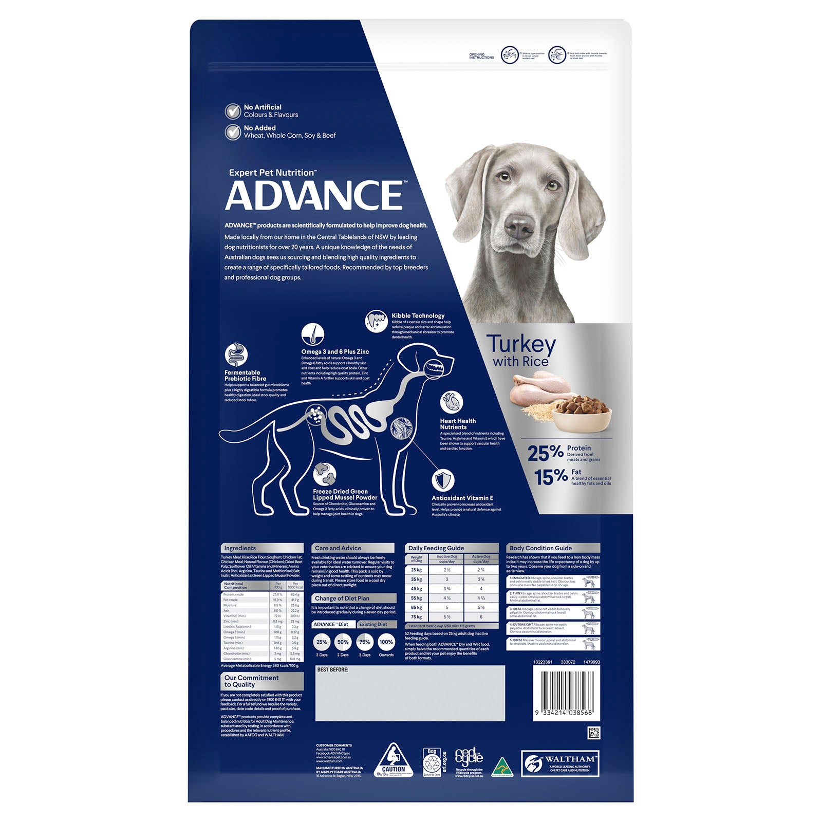 Advance Dog Dry Large Breed Turkey 15kg