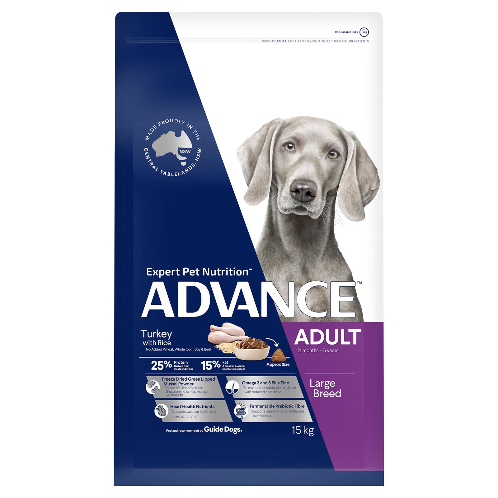 Advance Dog Dry Large Breed Turkey 15kg