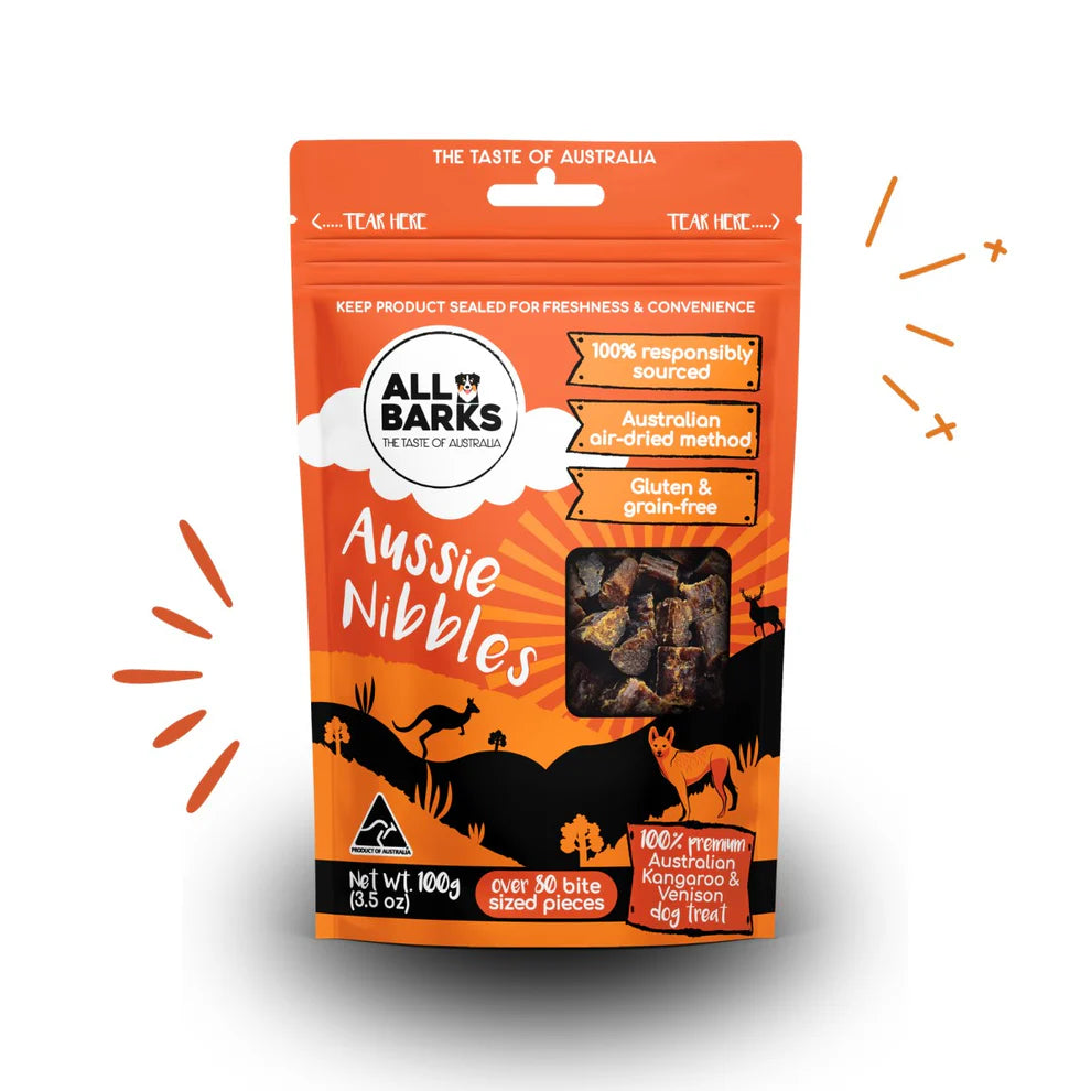 All Barks Aussie Nibbles Kangaroo and Venison100g