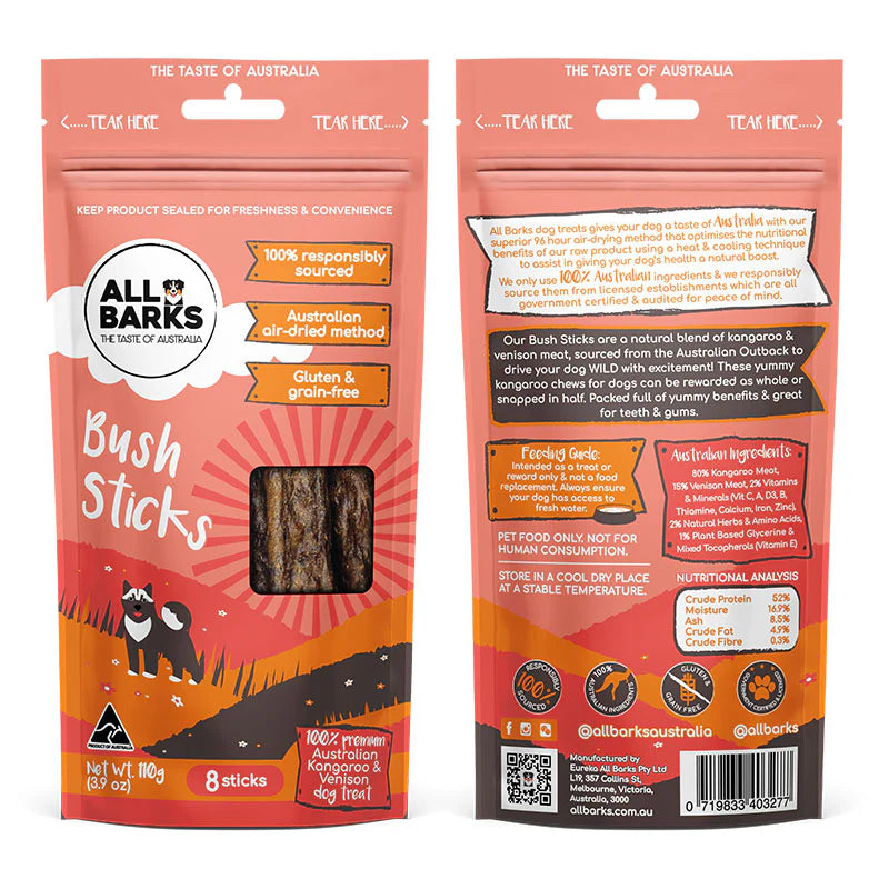 All Barks Bush Sticks Venison and Kangaroo 110g