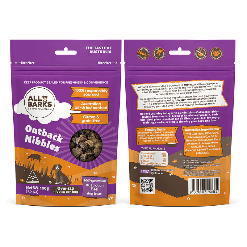 All Barks Outback Nibbles Beef 100g