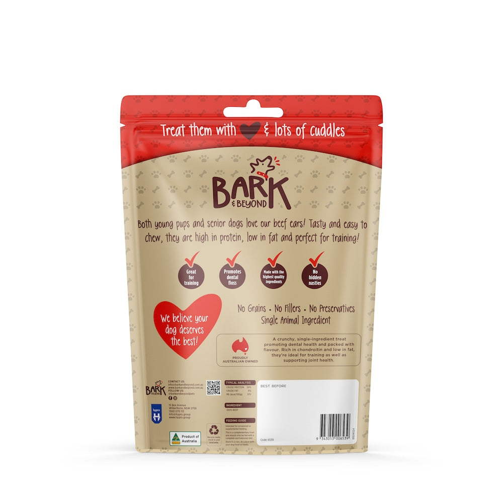 Bark and Beyond Lge Bag XL Beef Ears 3pc