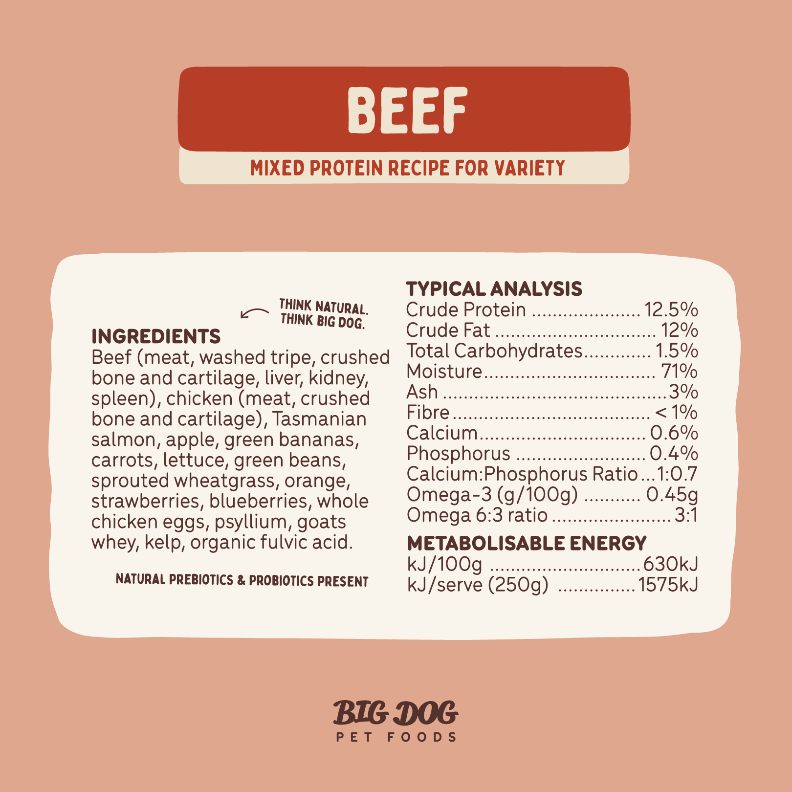 Big Dog Barf Dog Beef 3KG