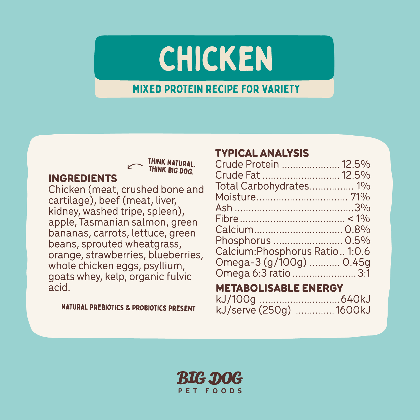 Big Dog Barf Dog Chicken 3KG