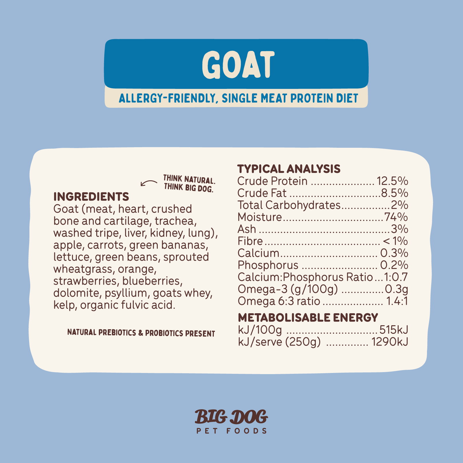 Big Dog Barf Dog Goat 3KG
