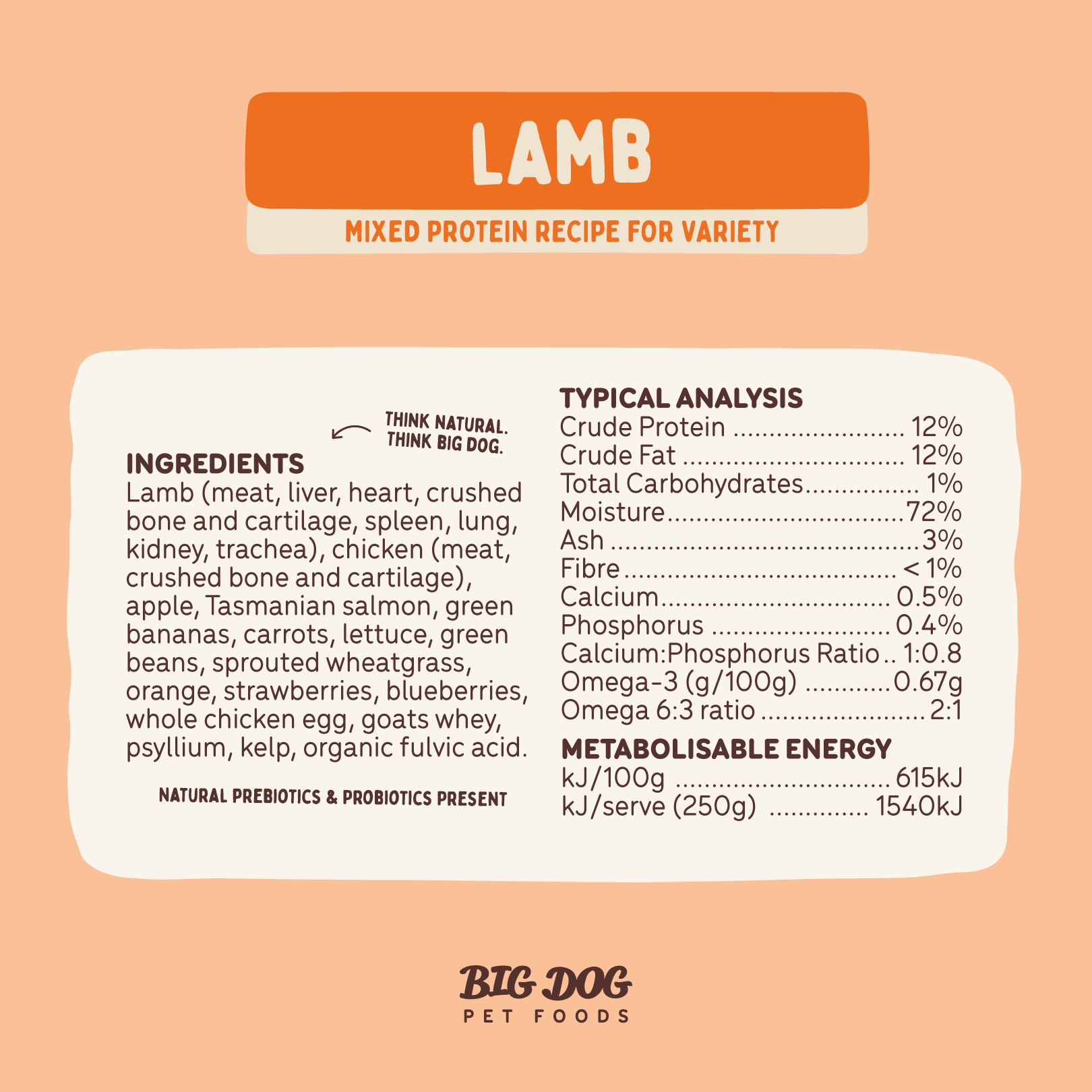 Big Dog Barf Dog Lamb 3KG