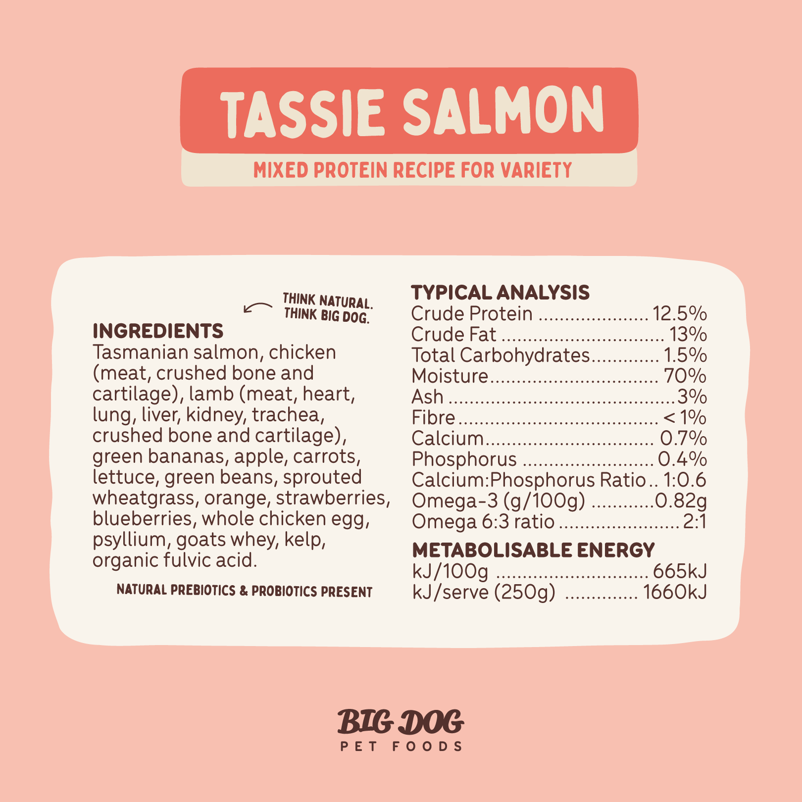 Big Dog Barf Dog Tasmanian Salmon 3KG