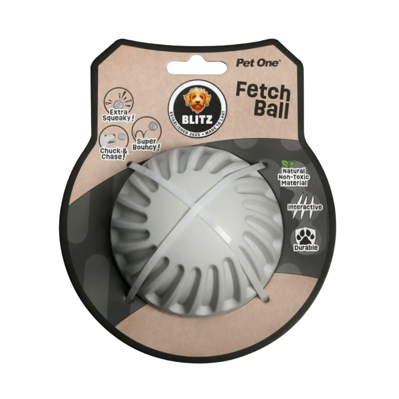 Dog Toy Blitz Rubber Fetch Ball Grey