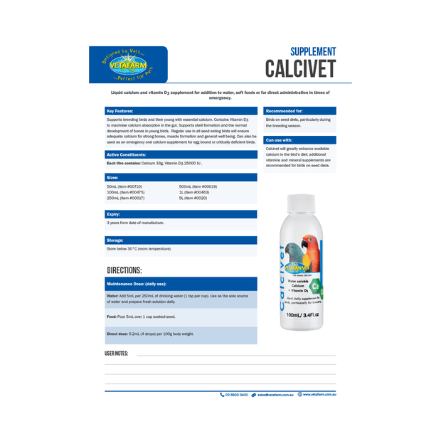 Calcivet Injectable Vetafarm Calcivet 100ml – PETQuarters