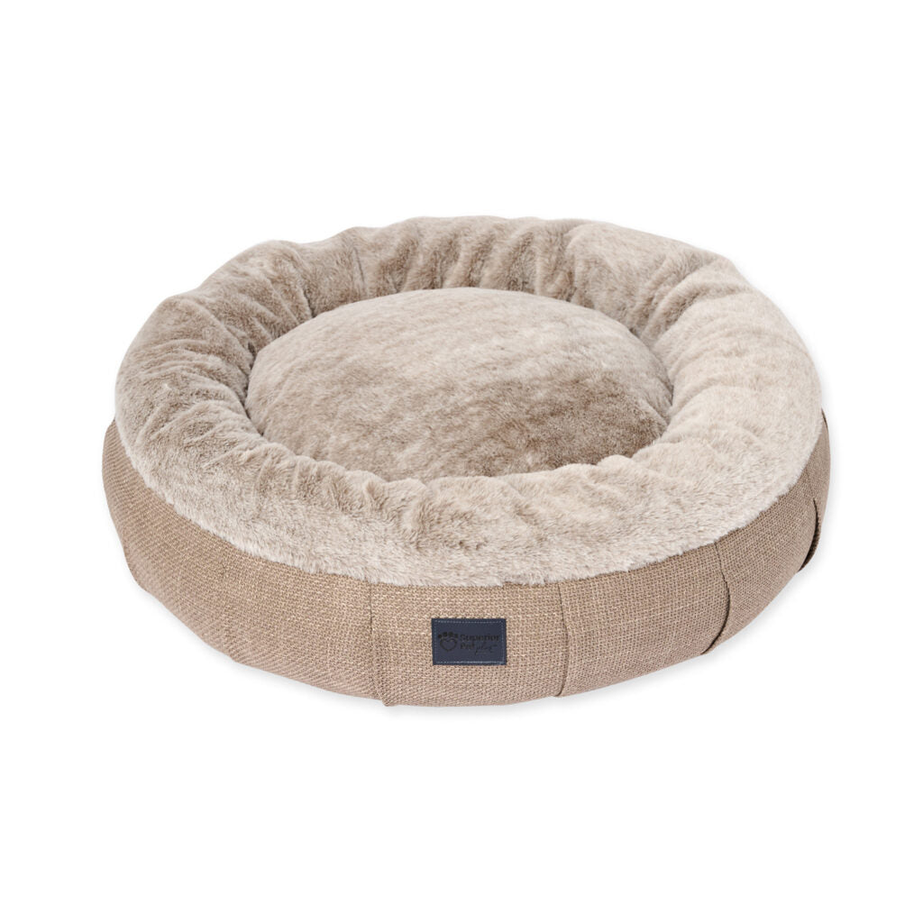 Dog Bed Harley Brown Leather Rab Fur