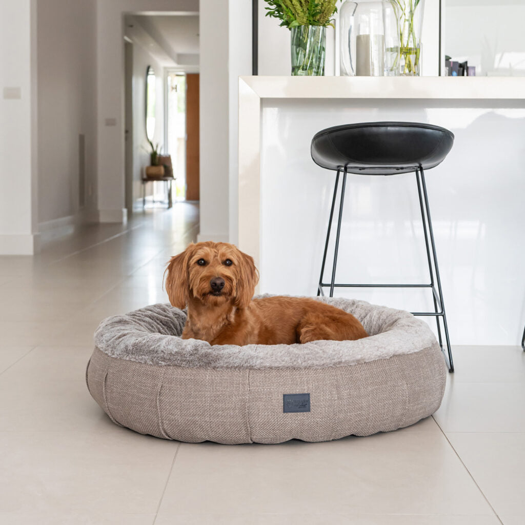 Dog Bed Harley Brown Leather Rab Fur
