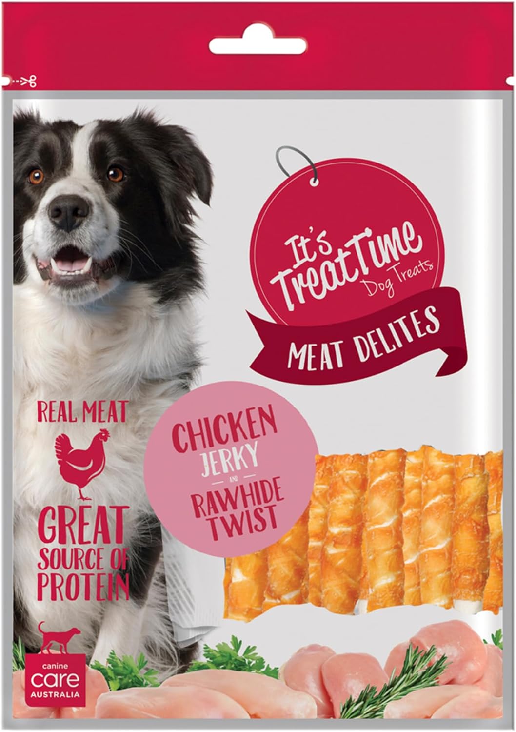 It's Treat Time Dog Chicken Rawhide Twist
