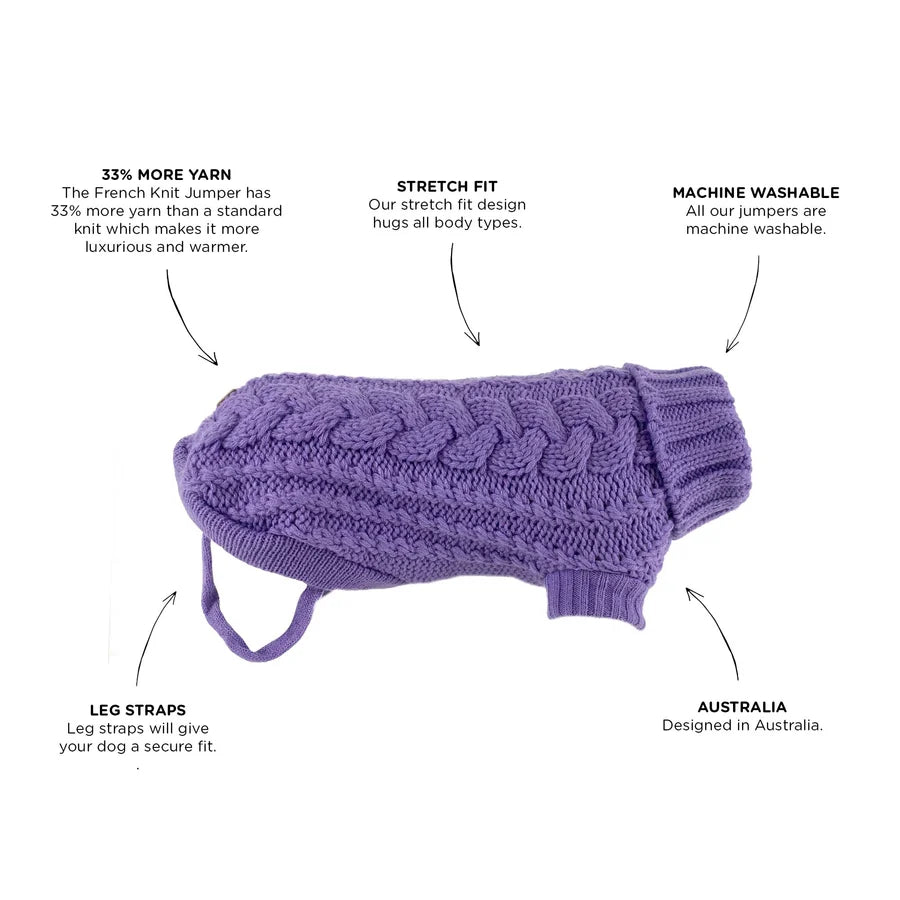 Huskimo Dog Jumper French Knit Lavender