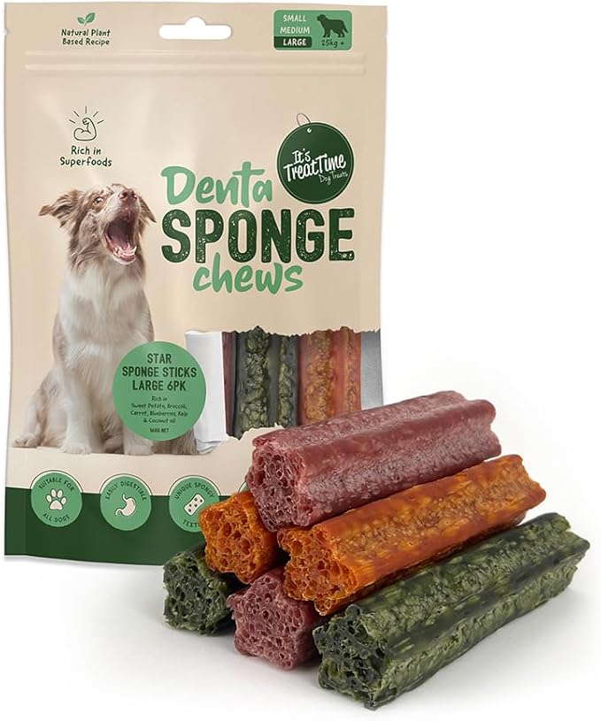 It's Treat Time Dog Denta Sponge Star Sticks Large 6 Pack