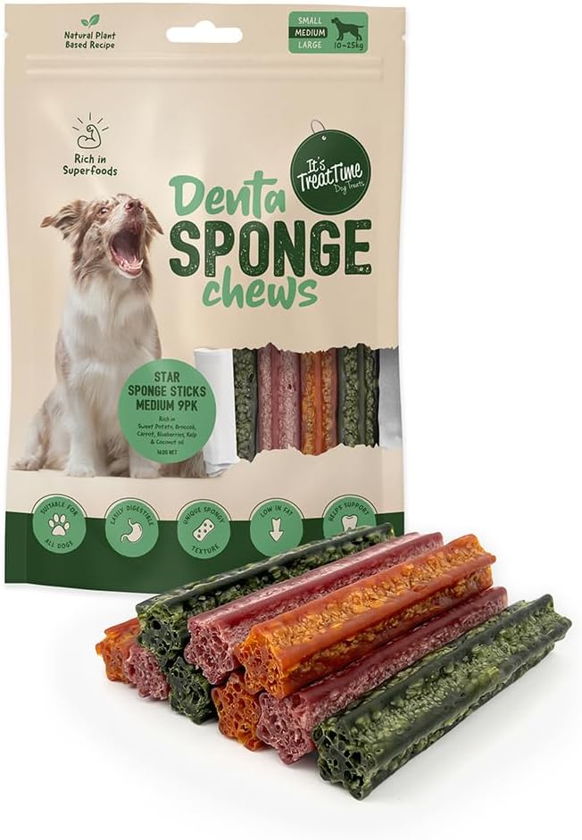 It's Treat Time Dog Denta Sponge Star Sticks Medium 9 Pack