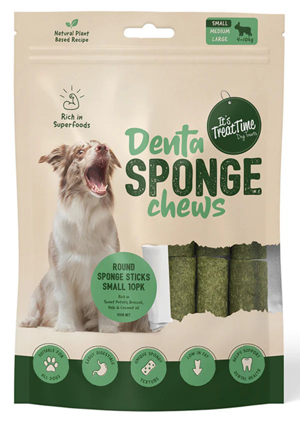 It's Treat Time Dog Denta Sponge Sticks Small 10 Pack