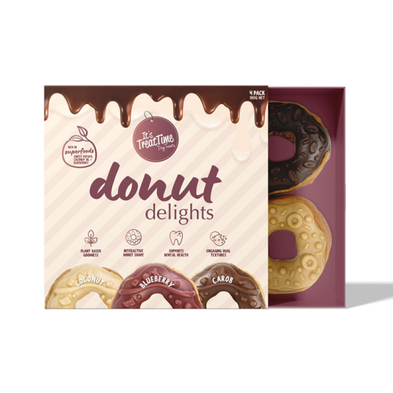 It's Treat Time Dog Veggie Donut Delights 4 Pack