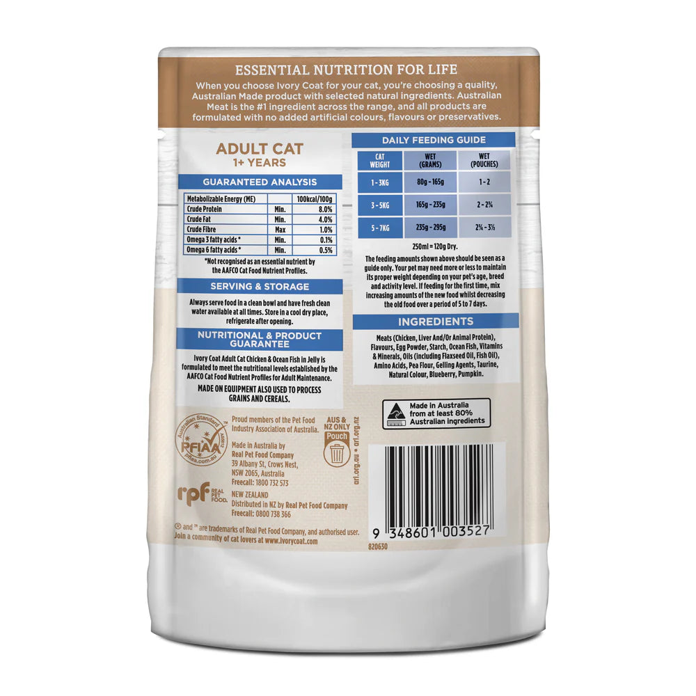 Ivory Coat Cat Wet Chicken And Ocean Fish In Jelly 85g
