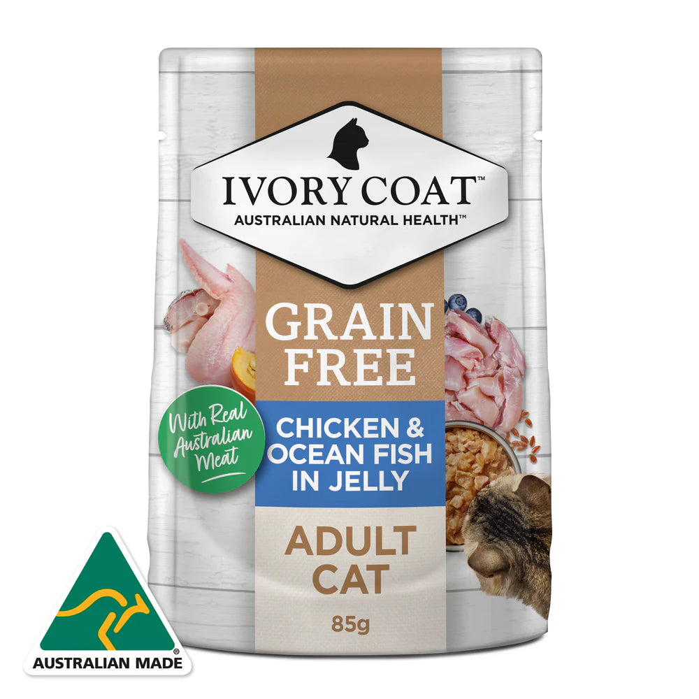 Ivory Coat Cat Wet Chicken And Ocean Fish In Jelly 85g