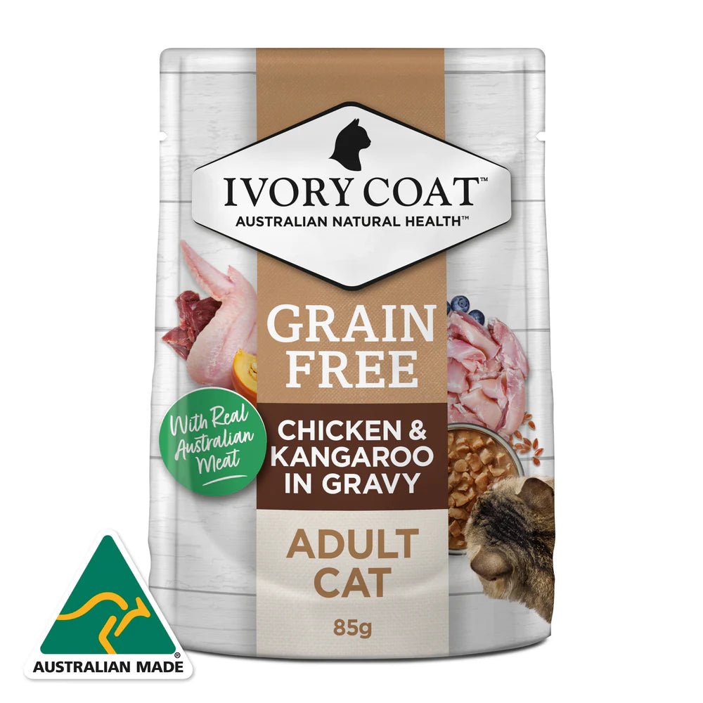 Ivory Coat Cat Wet Chicken and Kangaroo In Gravy
