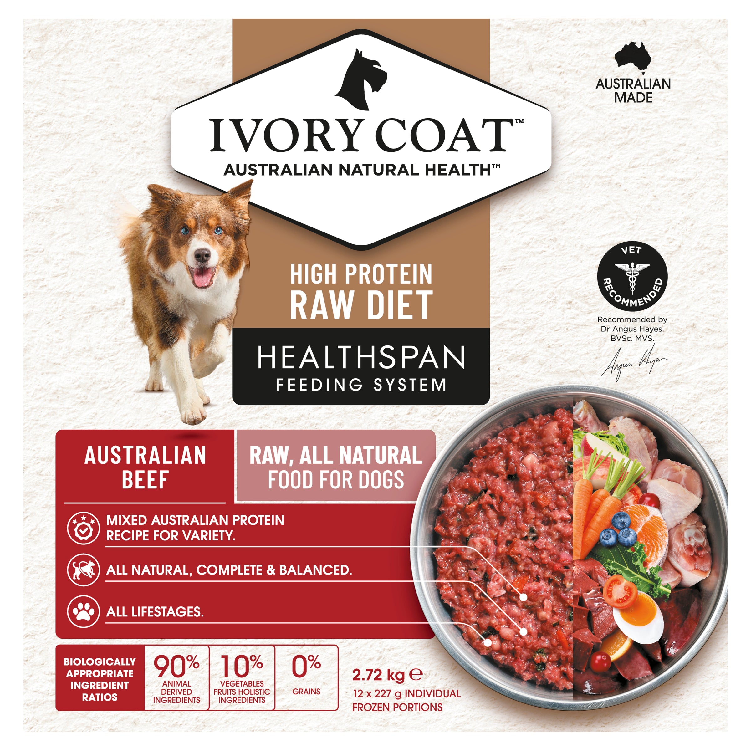 Ivory Coat Grain Free Dog Raw Beef (12 x 227g patties)